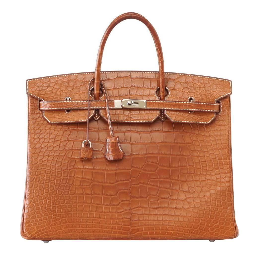 Hermès Birkin 40  Matte Fauve Barenia Alligator